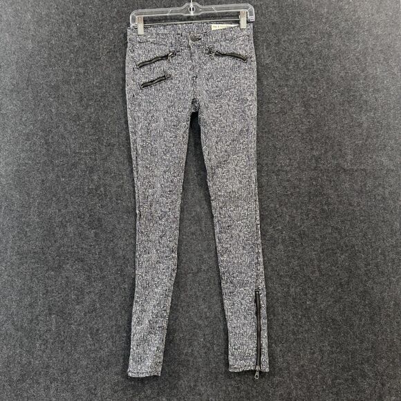 Rag & Bone Jeans Pants Women's 25 Black White Skinny Zip Ankle Made USA Linton - Picture 1 of 10